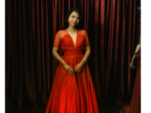 Deep V Neckline Sexy Red Gown (Designer collection)