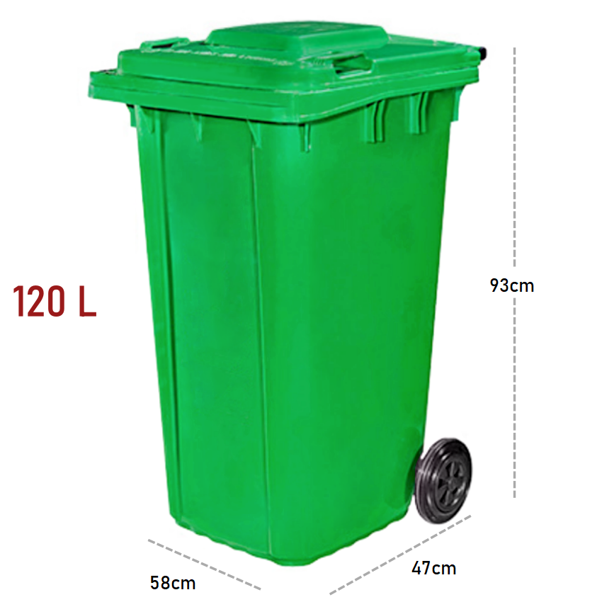 Tong Sampah Mudah Alih (2-Roda 120 Liter) untuk Disewa | RentSmart Asia | Menyewa Adalah Pembelian Baru