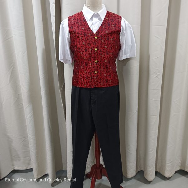 MASQUERADE Western Coat Male Maroon with Black Patterns for Rent - Image 3