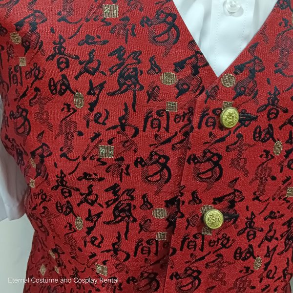 MASQUERADE Western Coat Male Maroon with Black Patterns for Rent - Image 5