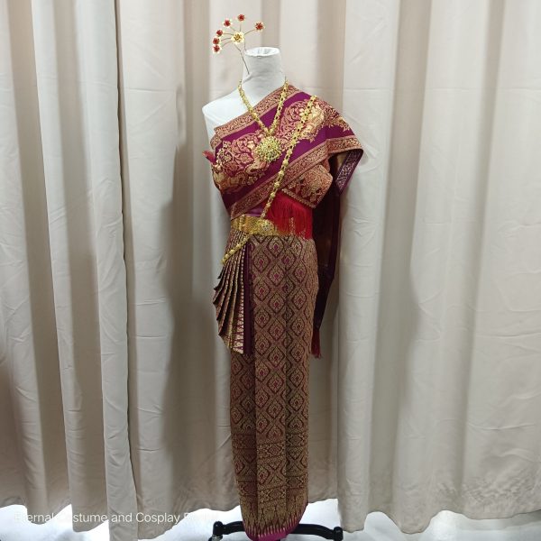 Maroon Red Thailand Costume for Female M Size for Rent