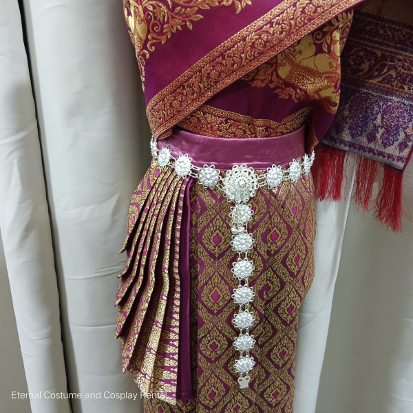 Maroon Red Thailand Costume for Female M Size for Rent - Image 6