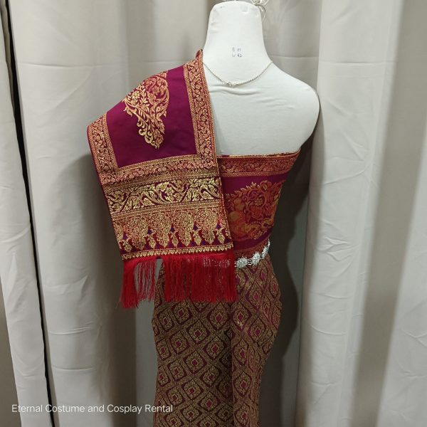 Maroon Red Thailand Costume for Female M Size for Rent - Image 4