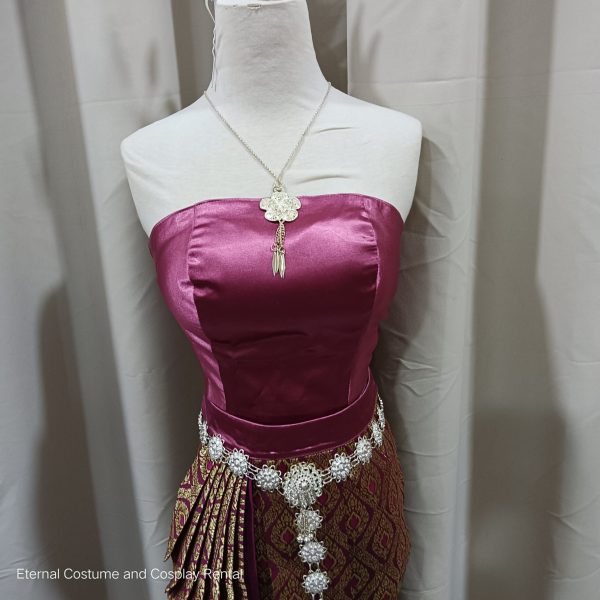 Maroon Red Thailand Costume for Female M Size for Rent - Image 2