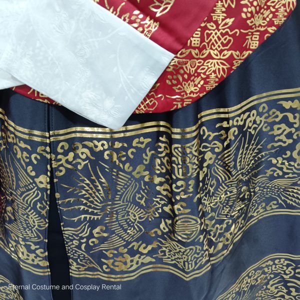 KOREAN Hanbok Style Costume Female Royal Red Long Top and Black Dress Size S - XL Free Size for Rent - Image 5