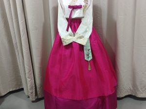 KOREAN Hanbok Style Costume Female White and Pink Size M - XL Free Size for Rent