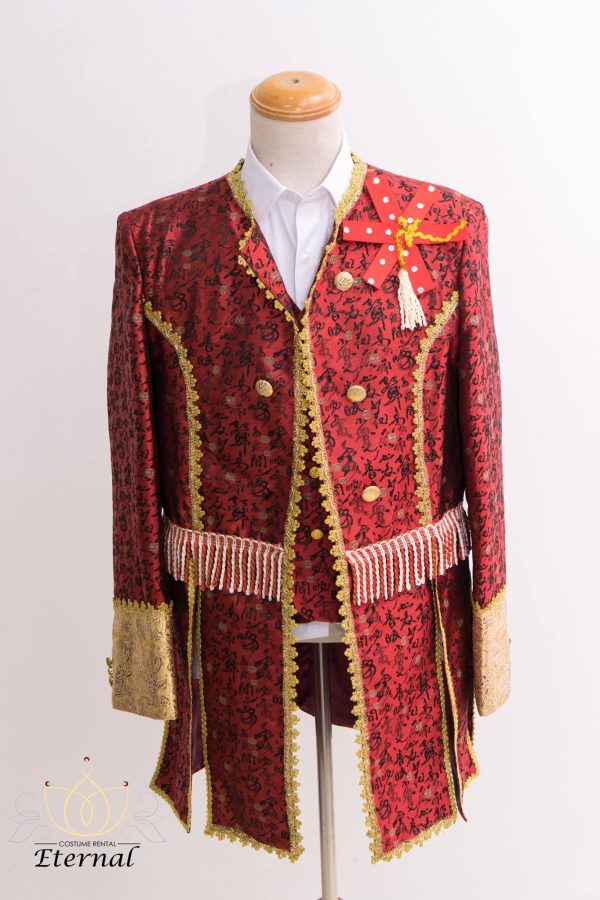 MASQUERADE Western Coat Male Maroon with Black Patterns for Rent - Image 7
