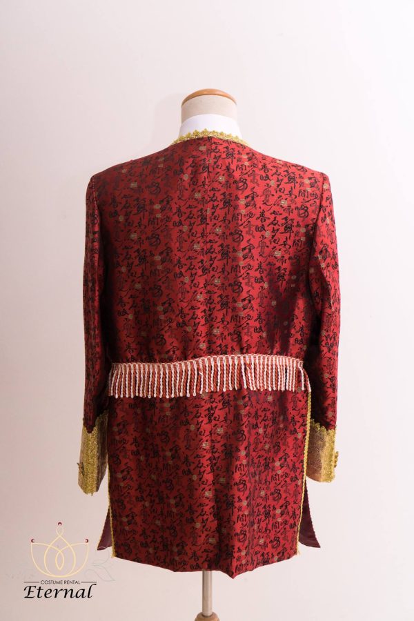 MASQUERADE Western Coat Male Maroon with Black Patterns for Rent - Image 8