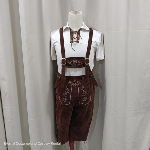 GERMAN Traditional Costume Lederhosen Male Dark Brown Short Pants Style Size M - XXL for Rent