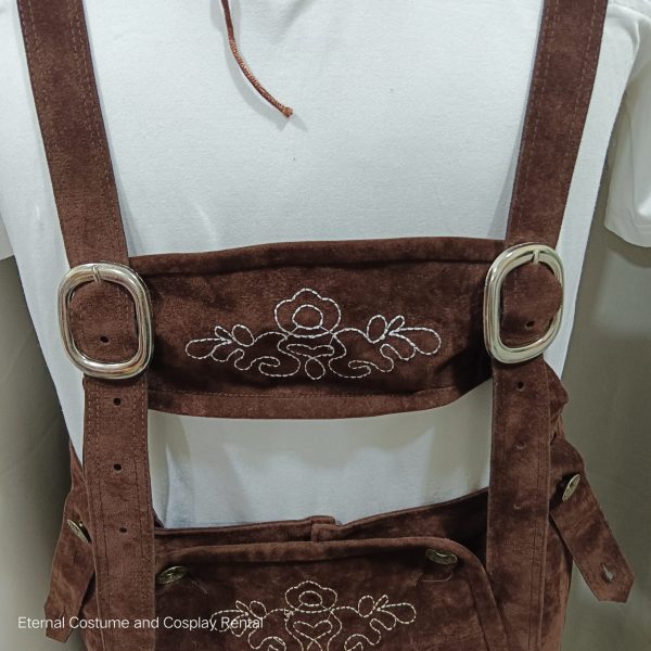 GERMAN Traditional Costume Lederhosen Male Dark Brown Short Pants Style Size M - XXL for Rent - Image 5