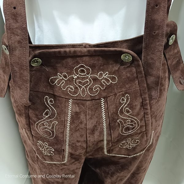 GERMAN Traditional Costume Lederhosen Male Dark Brown Short Pants Style Size M - XXL for Rent - Image 6
