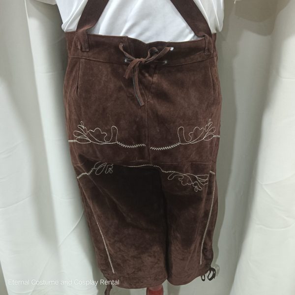 GERMAN Traditional Costume Lederhosen Male Dark Brown Short Pants Style Size M - XXL for Rent - Image 7