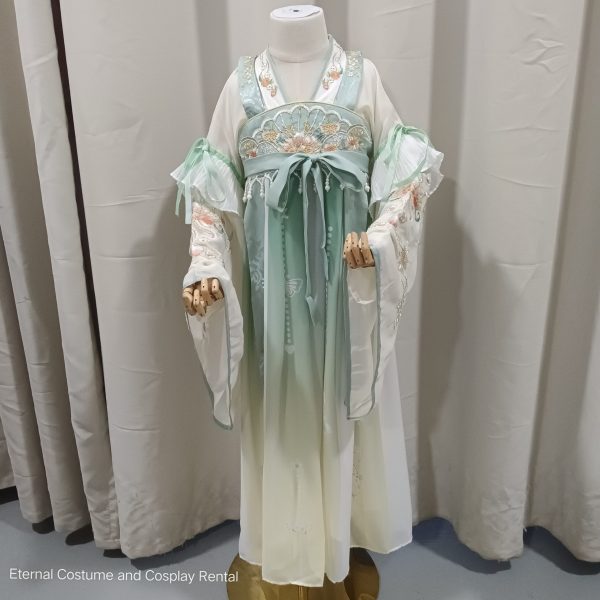 KIDS Chinese HanFu Style Costume Green Girl Height Below 140CM for Rent