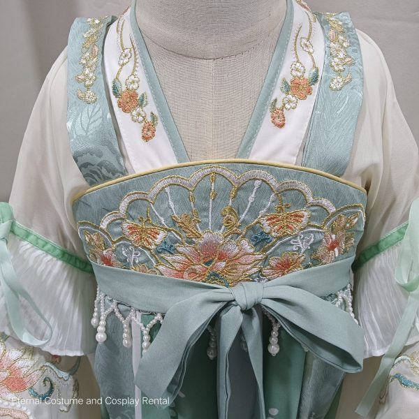 KIDS Chinese HanFu Style Costume Green Girl Height Below 140CM for Rent - Image 2