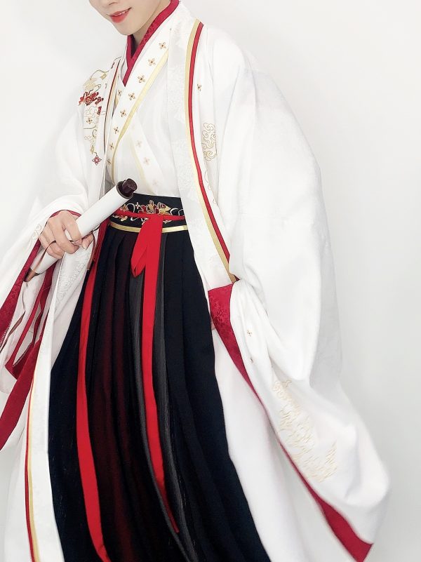 Chinese Traditional HanFu Male White Red Black S - L size (红白色交领汉服男）for Rent - Image 7