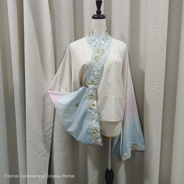 CHINESE Traditional HanFu Blue and Pink Gradient with bling bling Size M - XL for Rent - Image 3