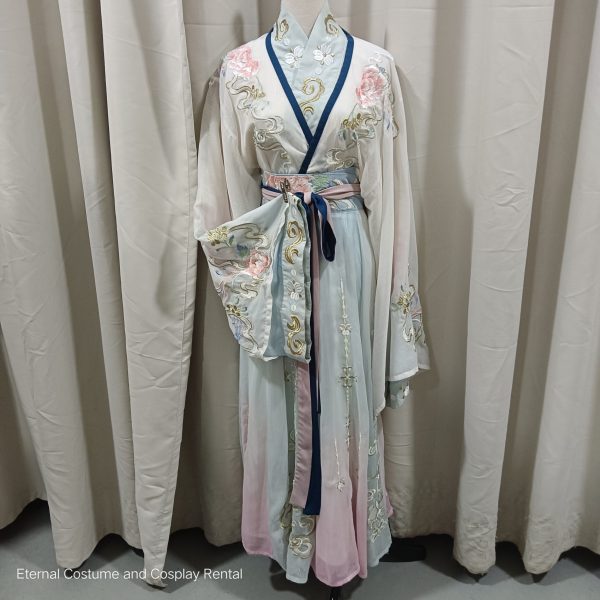 CHINESE Traditional HanFu Blue and Pink Gradient with bling bling Size M - XL for Rent - Image 5