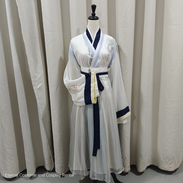 Chinese Traditional HanFu Female Light Blue XS-M size (蓝色交领汉服女) for Rent - Image 2