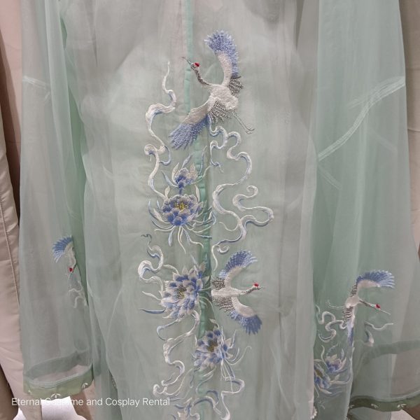 Chinese Traditional HanFu HeZiQun Light Green (诃子裙青色汉服女) for Rent - Image 8