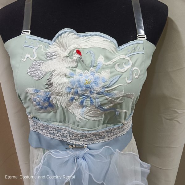 Chinese Traditional HanFu HeZiQun Light Green (诃子裙青色汉服女) for Rent - Image 3