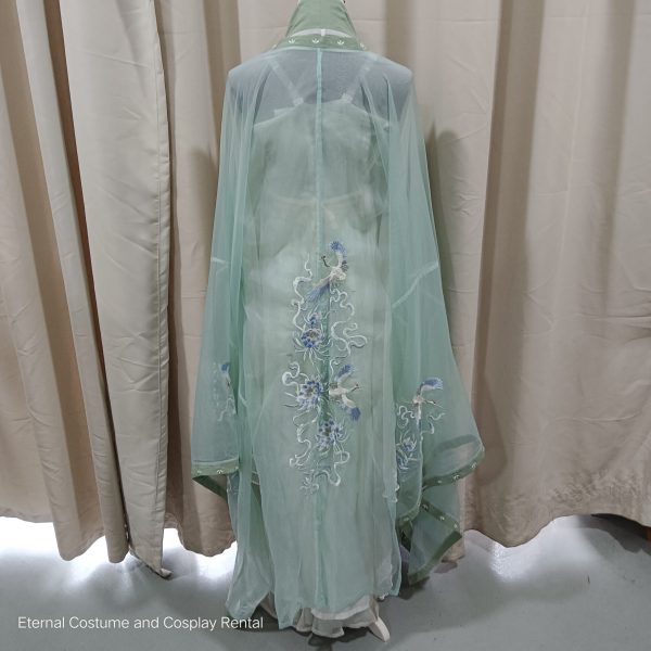 Chinese Traditional HanFu HeZiQun Light Green (诃子裙青色汉服女) for Rent - Image 7
