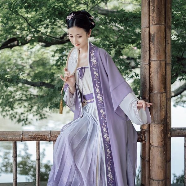 CHINESE Traditional HanFu Female Purple and White Song Dynasty Size S - L for Rent