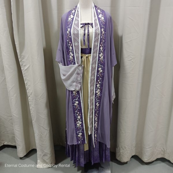 CHINESE Traditional HanFu Female Purple and White Song Dynasty Size S - L for Rent - Image 4